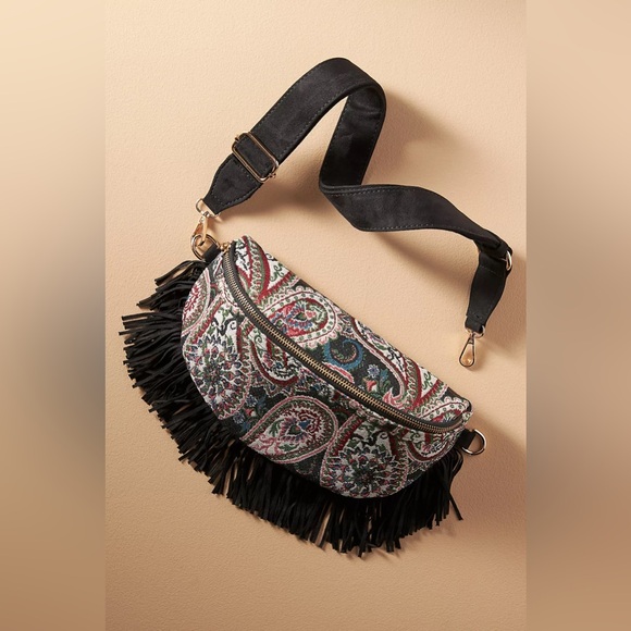 Anthropologie Handbags - NWT Anthropologie Crescent Fringe Sling Bag